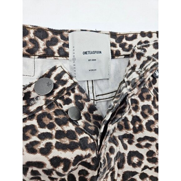 New One Teaspoon Animal Bandits Shorts Womens 26 Leopard Print Distressed - Picture 4 of 6